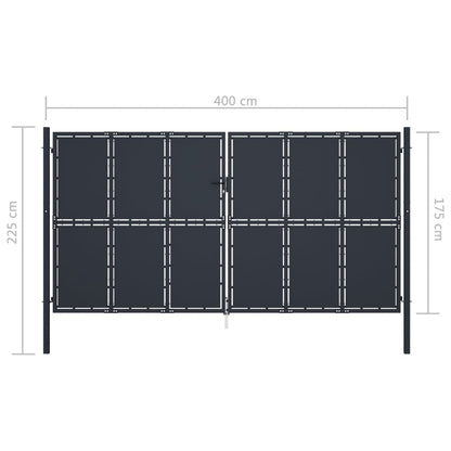 Garden Gate Steel 400x175 cm Anthracite