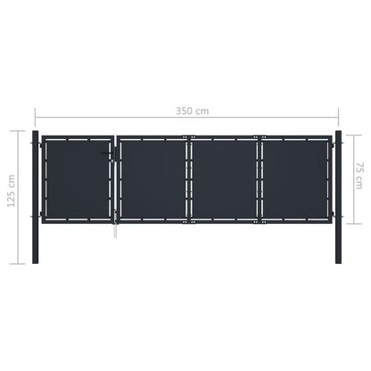 Garden Gate Steel 350x75 cm Anthracite