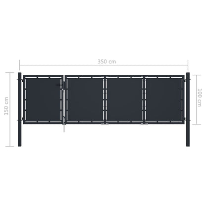 Garden Gate Steel 350x100 cm Anthracite