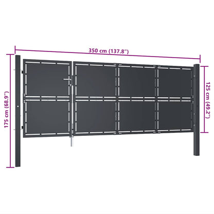 Garden Gate Steel 350x125 cm Anthracite