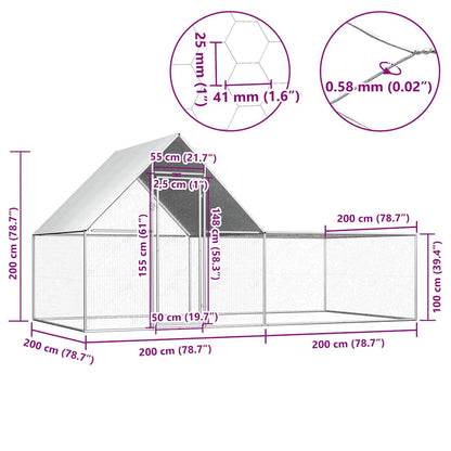 Chicken Coop 4x2x2 m Galvanised Steel