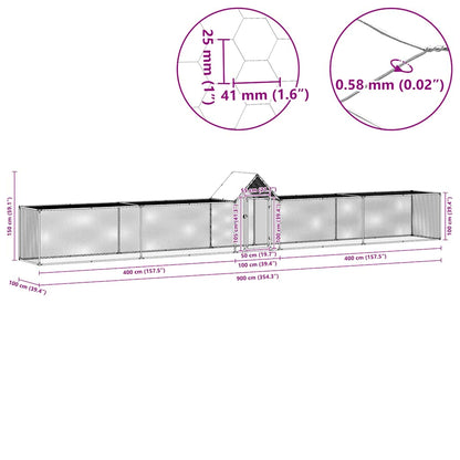 Chicken Coop 9x1x1.5 m Galvanised Steel