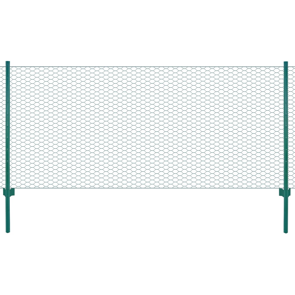 Wire Mesh Fence with Posts Steel 25x0.5 m Green