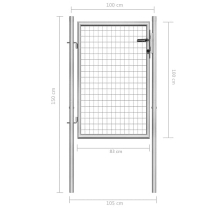Garden Gate Galvanised Steel 105x100 cm Silver