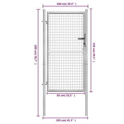 Garden Gate Galvanised Steel 105x150 cm Silver