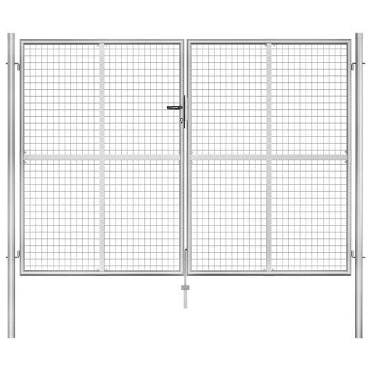 Garden Gate Galvanised Steel 306x175 cm Silver