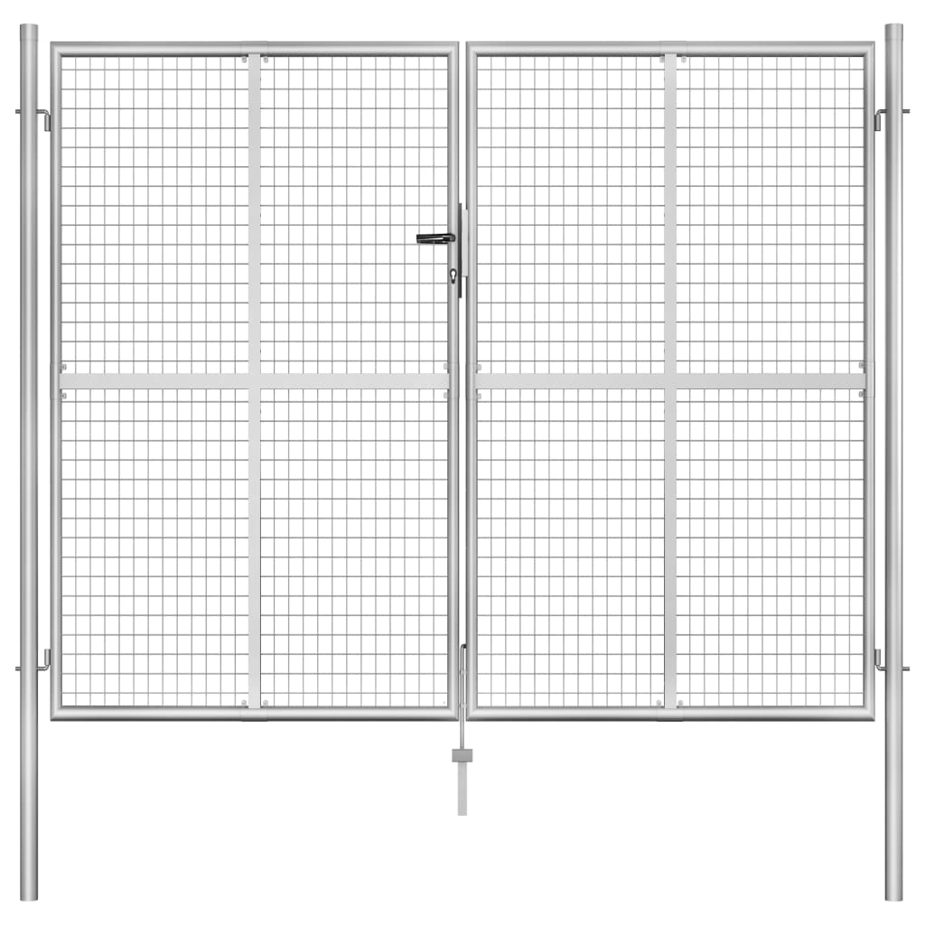 Garden Gate Galvanised Steel 306x200 cm Silver