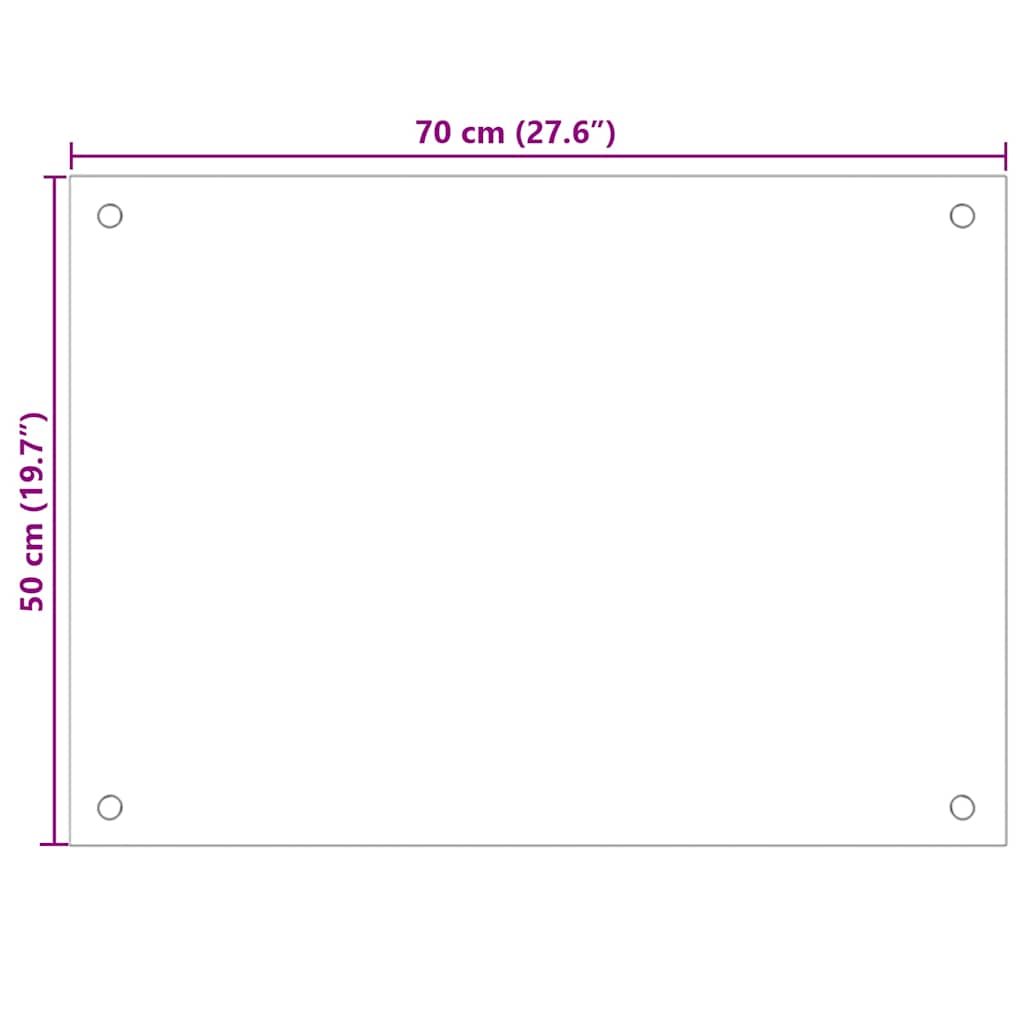 Kitchen Backsplash White 70 x 50 cm Tempered Glass