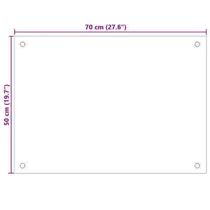 Kitchen Backsplash White 70 x 50 cm Tempered Glass