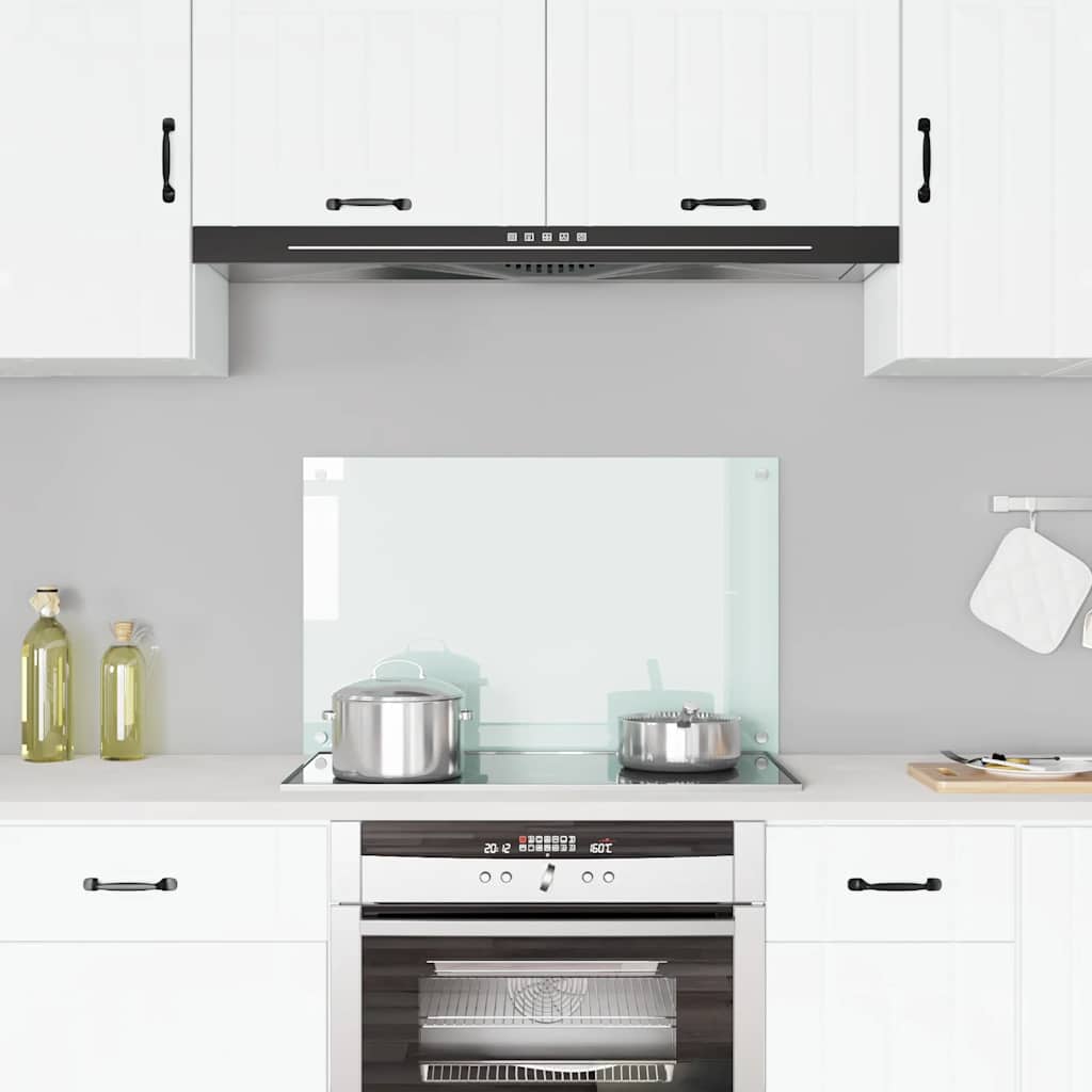 Kitchen Backsplash White 80 x 50 cm Tempered Glass