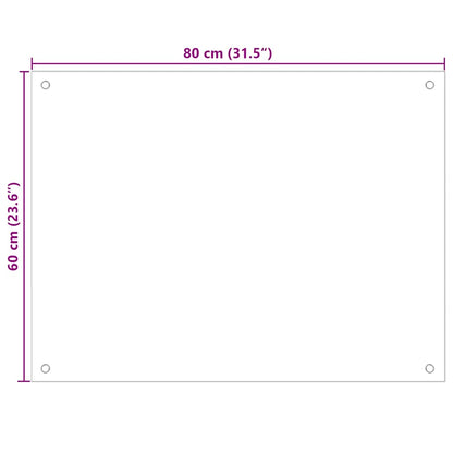 Kitchen Backsplash White 80 x 60 cm Tempered Glass