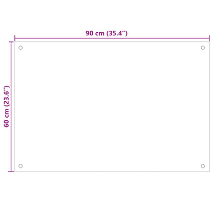 Kitchen Backsplash White 90 x 60 cm Tempered Glass