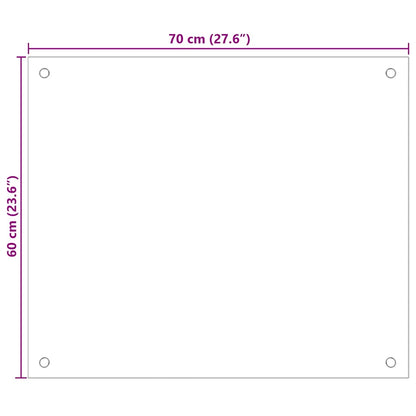 Kitchen Backsplash Transparent 70 x 60 cm Tempered Glass