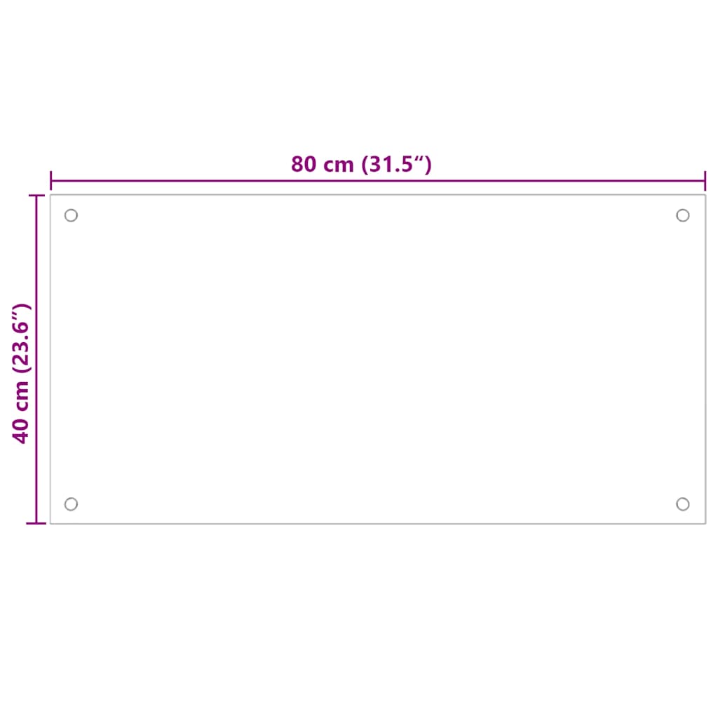 Kitchen Backsplash Transparent 80 x 40 cm Tempered Glass