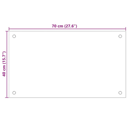 Kitchen Backsplash Black 70 x 40 cm Tempered Glass
