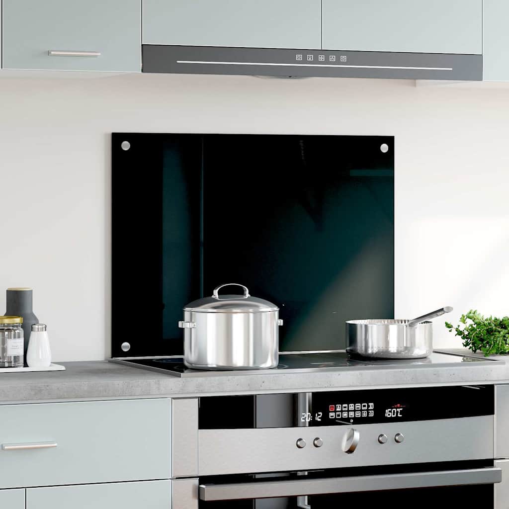 Kitchen Backsplash Black 70 x 50 cm Tempered Glass