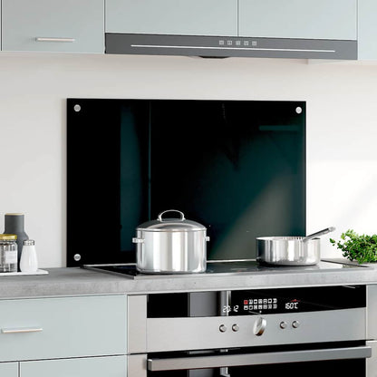 Kitchen Backsplash Black 80 x 50 cm Tempered Glass