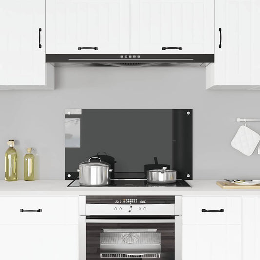 Kitchen Backsplash Black 90 x 50 cm Tempered Glass