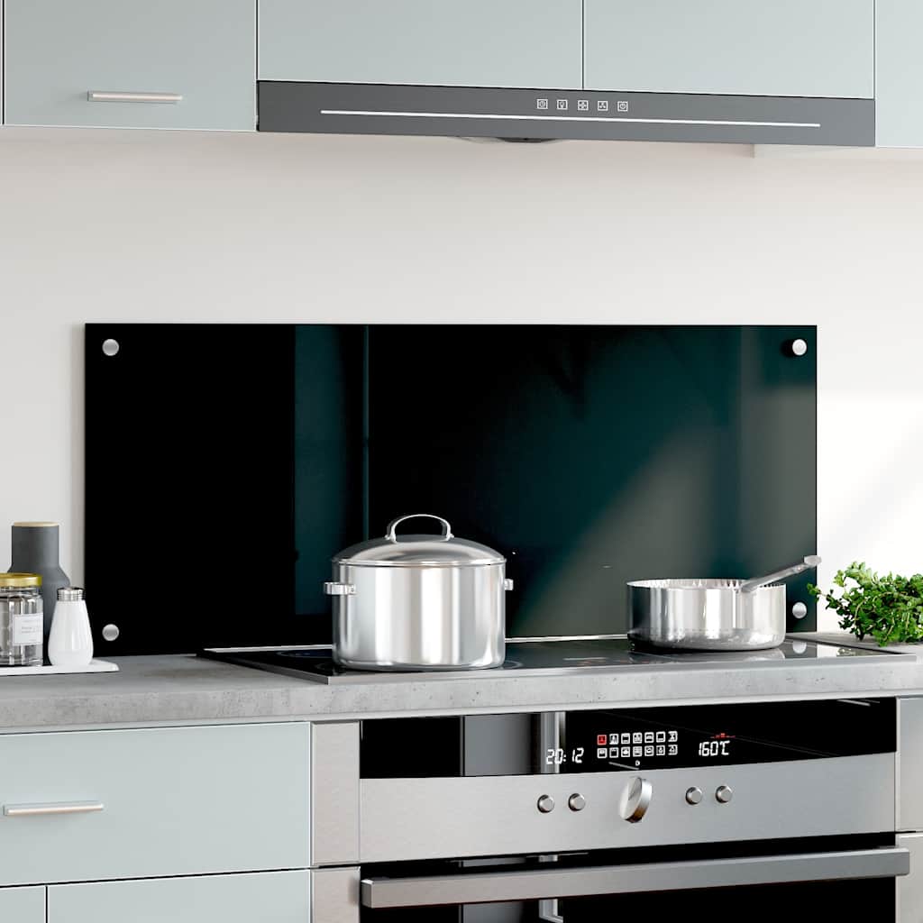 Kitchen Backsplash Black 100 x 40 cm Tempered Glass