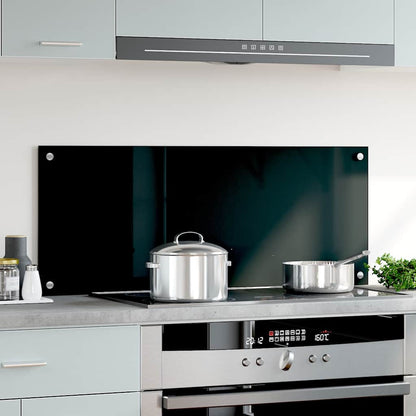 Kitchen Backsplash Black 100 x 40 cm Tempered Glass