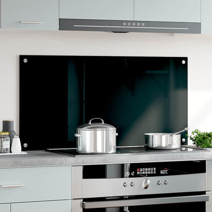 Kitchen Backsplash Black 100 x 50 cm Tempered Glass