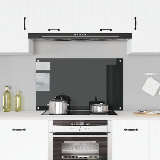Kitchen Backsplash Black 100 x 60 cm Tempered Glass