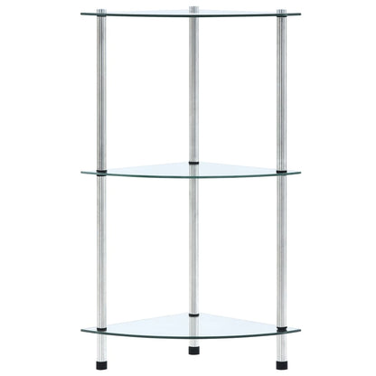 3-Tier Shelf Transparent 30x30x67 cm Tempered Glass