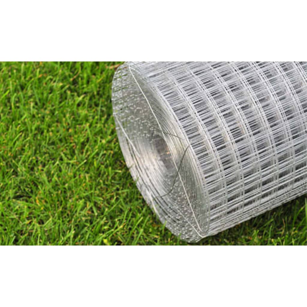 Mesh Fence Galvanised Steel Square 1x25 m Silver