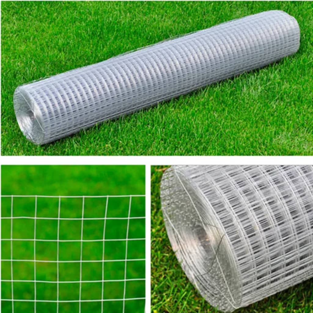 Mesh Fence Galvanised Steel Square 1x25 m Silver