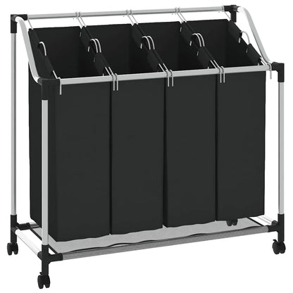 Laundry sorter with 4 bags black grey