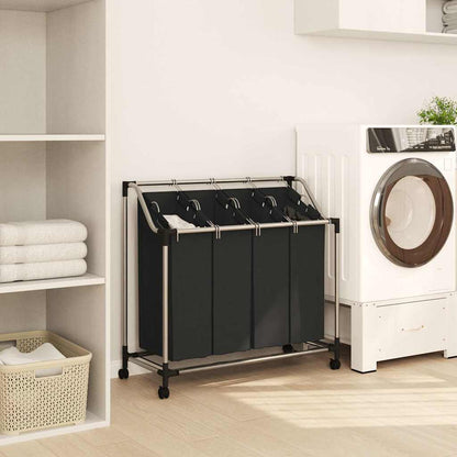 Laundry sorter with 4 bags black grey