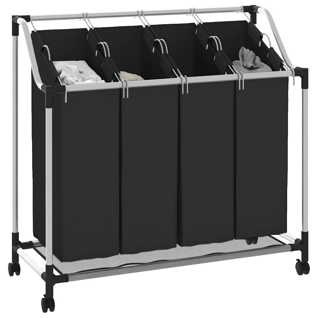 Laundry sorter with 4 bags black grey