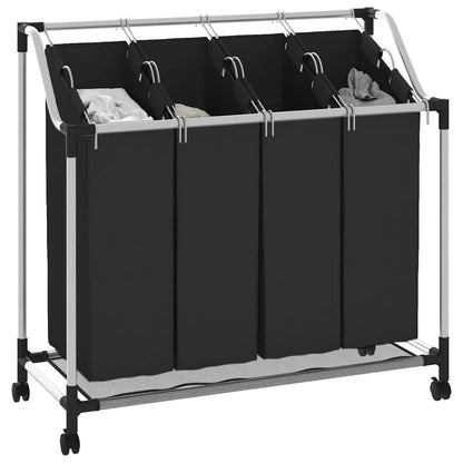 Laundry sorter with 4 bags black grey