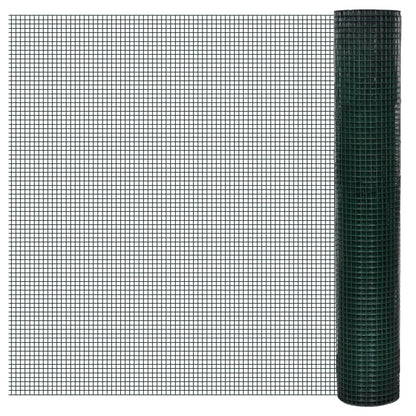 Chicken Wire Fence Galvanised with PVC Coating 25x1 m Green