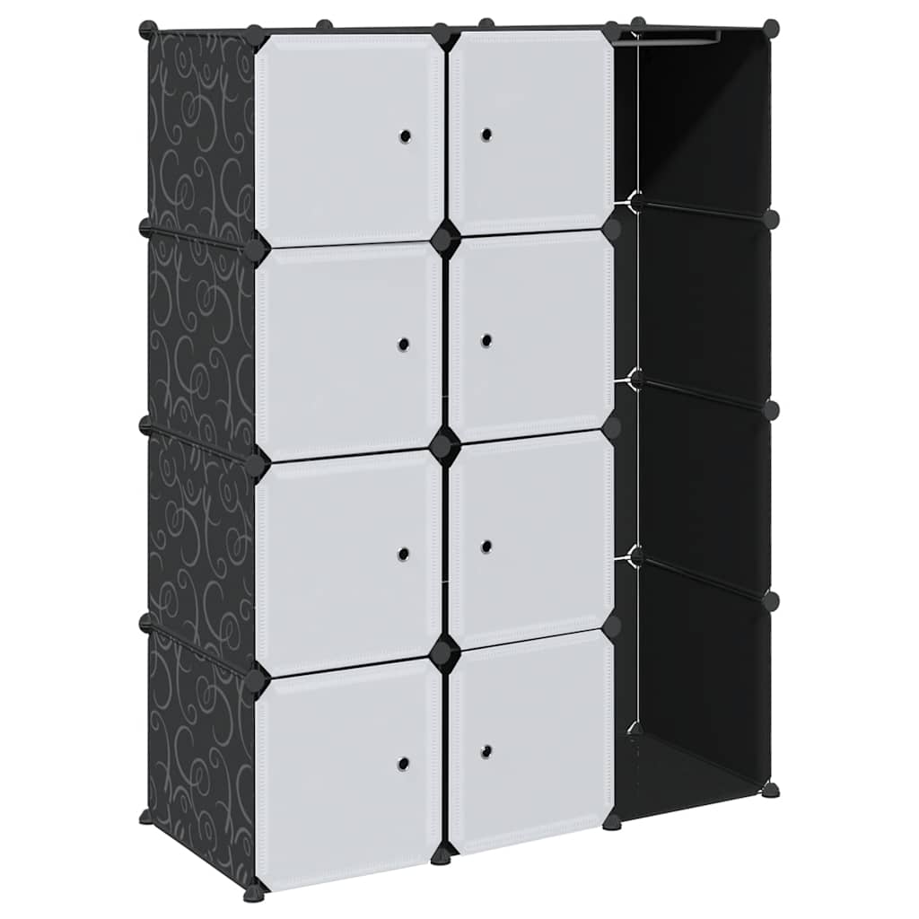 Modular Cabinet 9 Compartments 109x36.5x143 cm Black and White