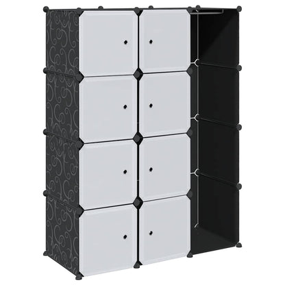 Modular Cabinet 9 Compartments 109x36.5x143 cm Black and White