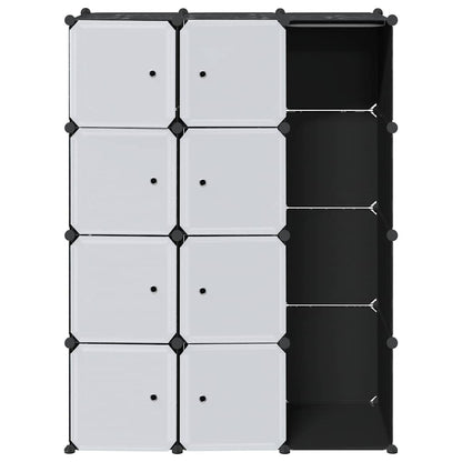 Modular Cabinet 9 Compartments 109x36.5x143 cm Black and White