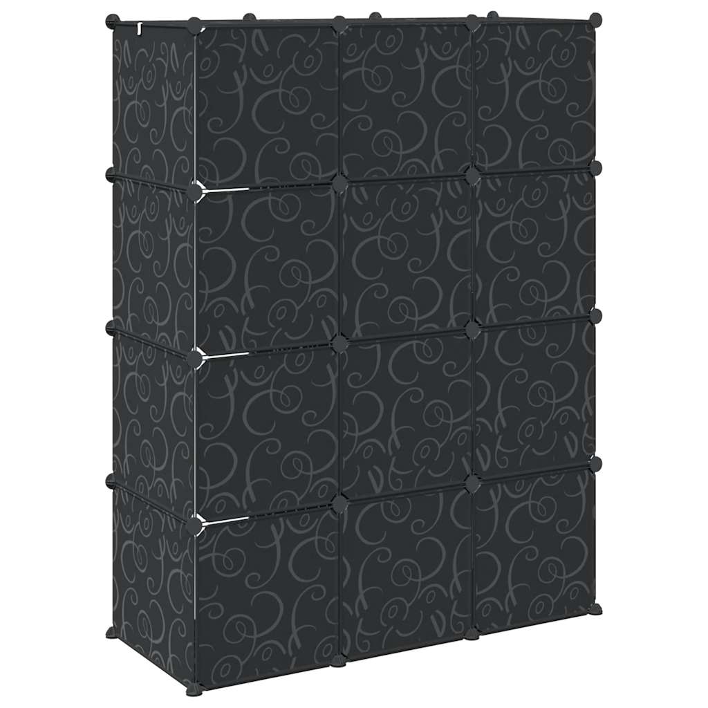 Modular Cabinet 9 Compartments 109x36.5x143 cm Black and White