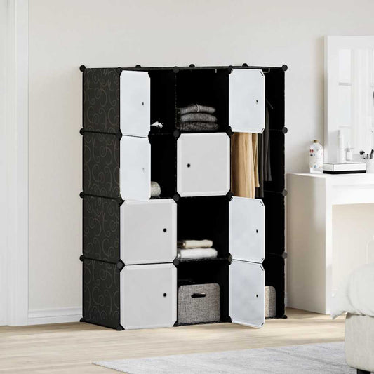 Modular Cabinet 9 Compartments 109x36.5x143 cm Black and White
