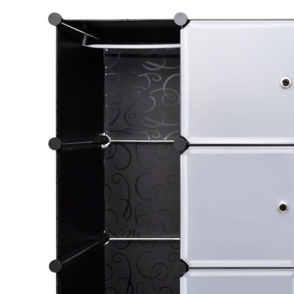 Modular Cabinet 18 Compartments Black and White 37x146x180.5 cm