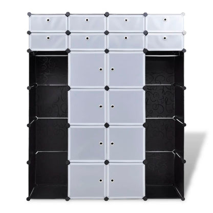 Modular Cabinet 18 Compartments Black and White 37x146x180.5 cm
