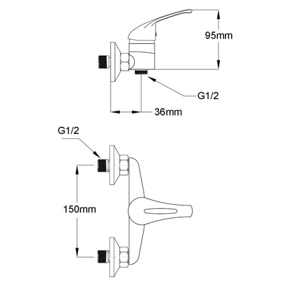 Bath Shower Mixer Tap Kit Chrome