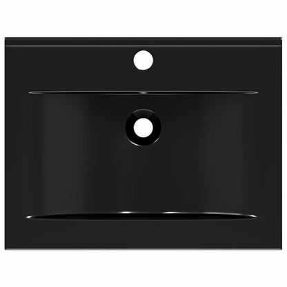 Rectangular Ceramic Basin Black with Faucet Hole 60x46 cm