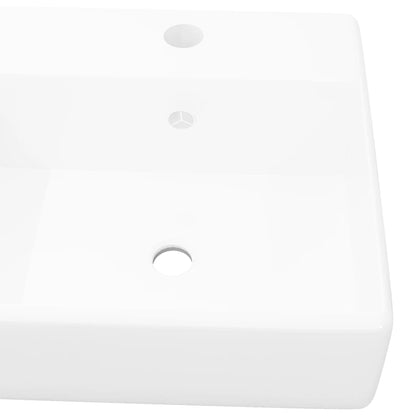 Ceramic Basin Square with Overflow and Faucet Hole 41 x 41 cm