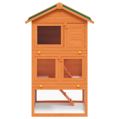 Outdoor Rabbit Hutch Small Animal House Pet Cage 3 Layers Wood