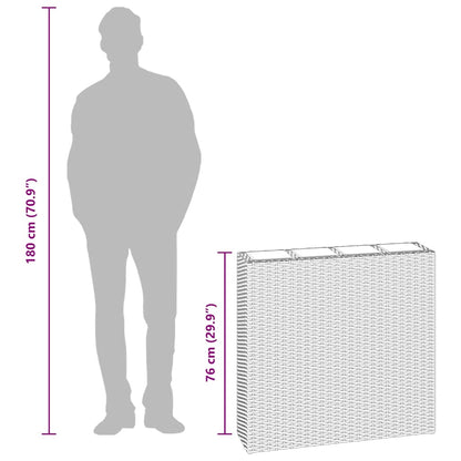 Garden Raised Bed with 4 Pots Poly Rattan Brown