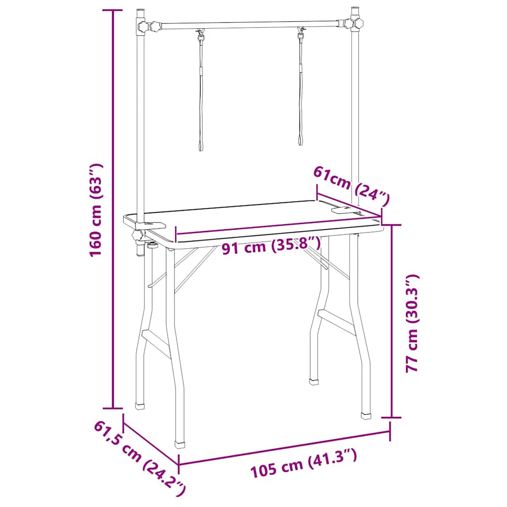 Bath Grooming Table for Dogs Cats Pets Adjustable 2 Loops