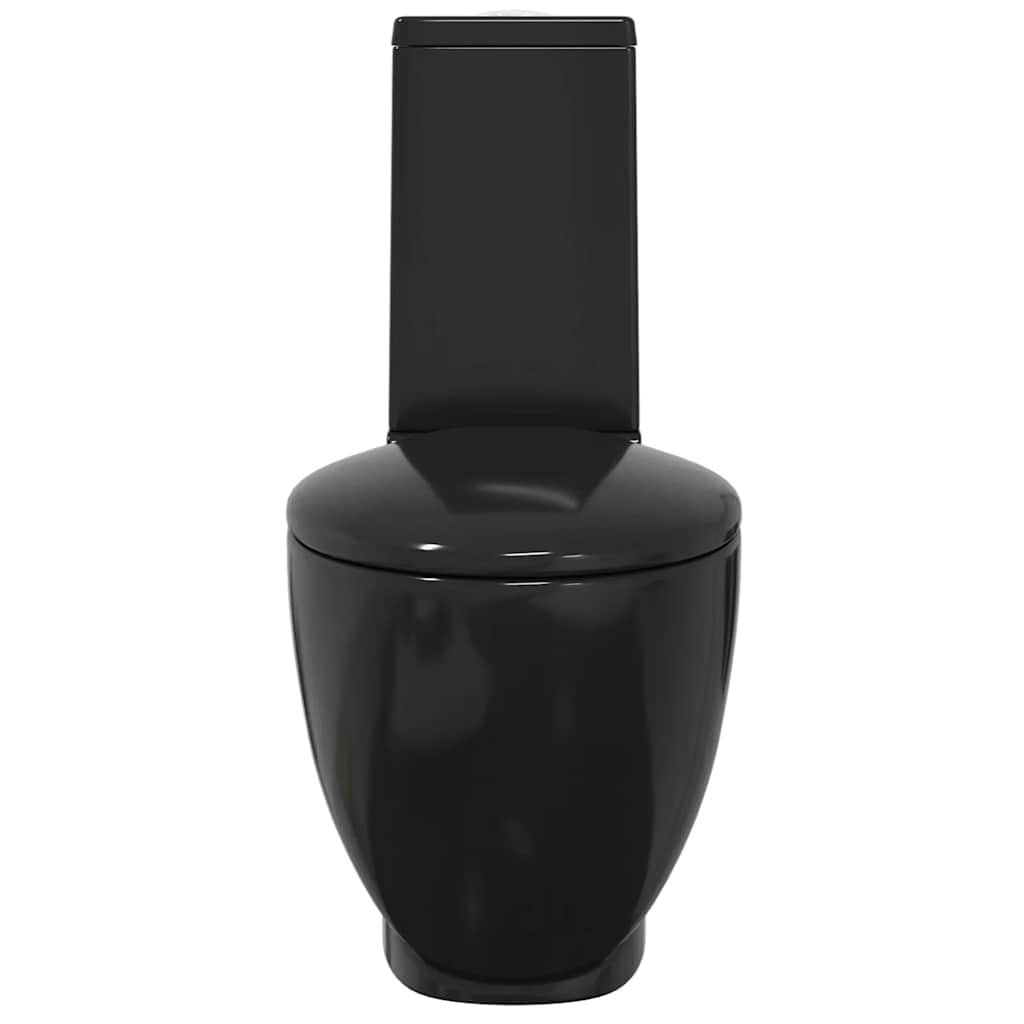 WC Ceramic Toilet Bathroom Round Toilet Bottom Water Flow Black