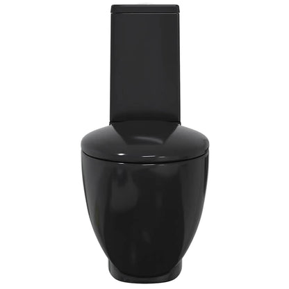 WC Ceramic Toilet Bathroom Round Toilet Bottom Water Flow Black