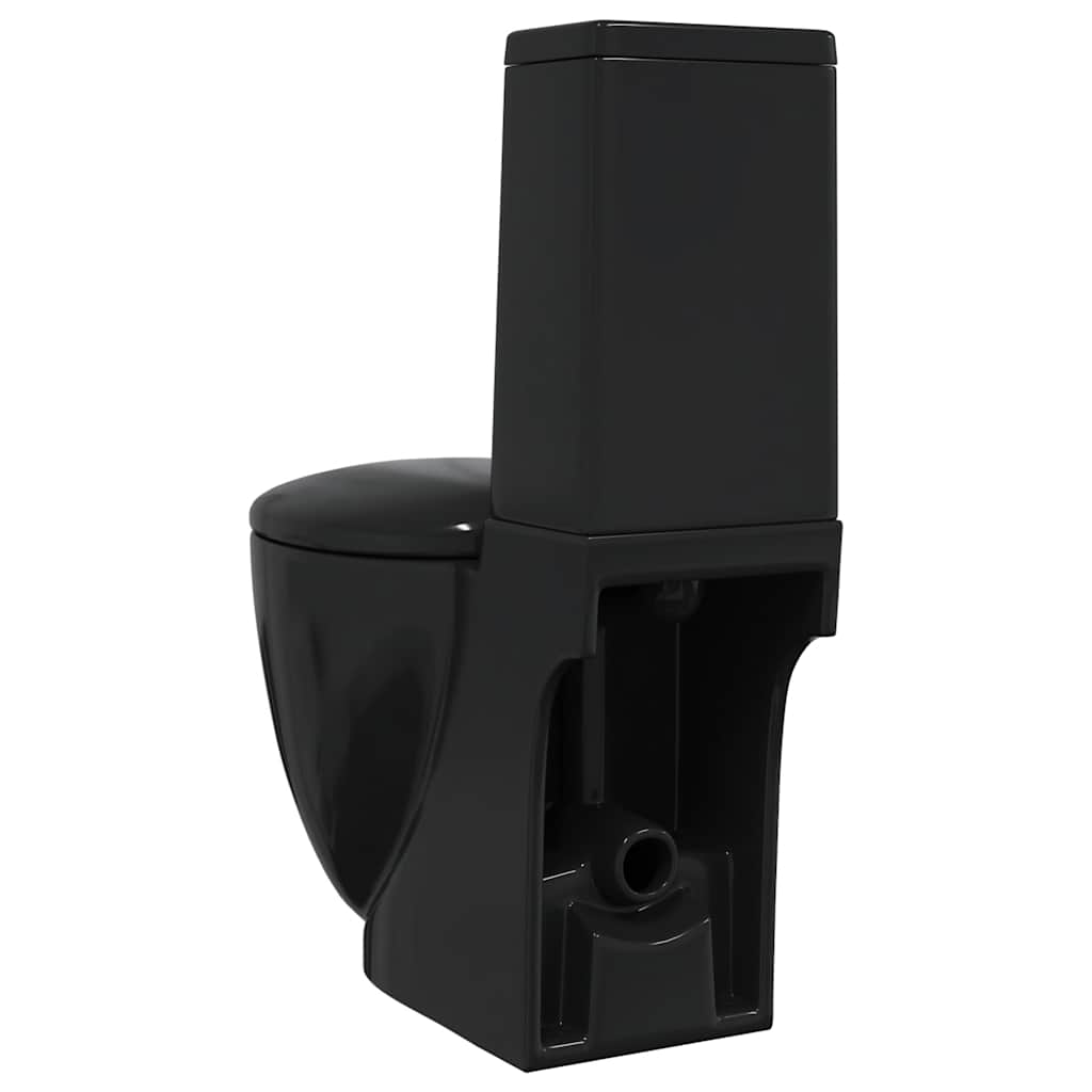 WC Ceramic Toilet Bathroom Round Toilet Bottom Water Flow Black